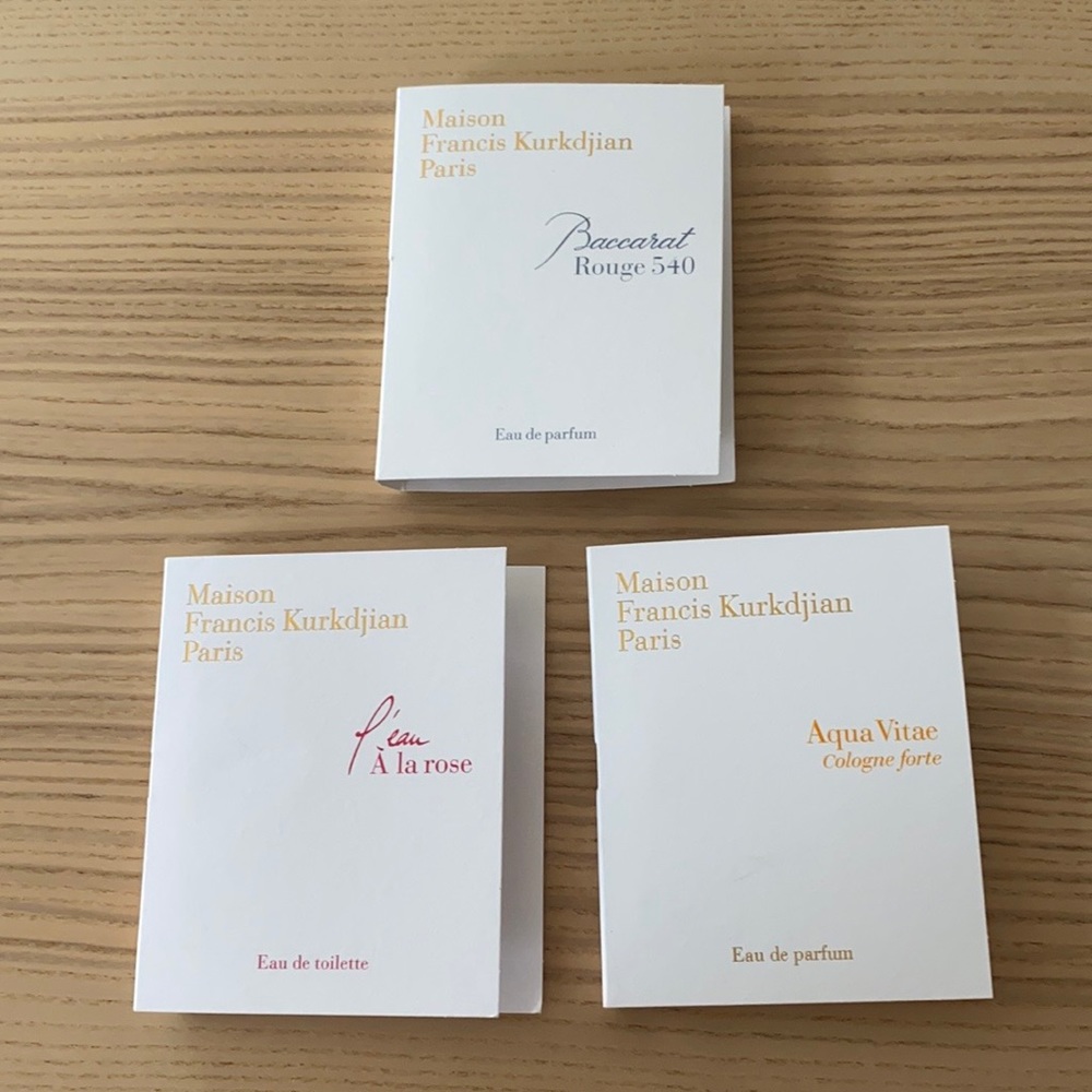 3 Madison Francis Kurkdjian Paris Samples Including Baccarat Rouge 540